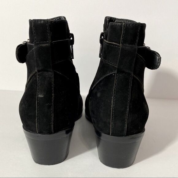 David Tate | Nubuck Black Suede Side Buckle Booties - Picture 4 of 6